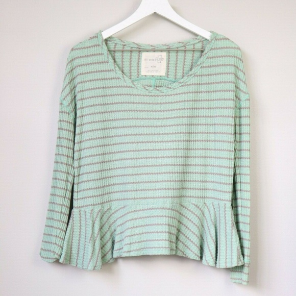 We The Free Sweaters - We The Free FP Mint Striped Peplum Sweater